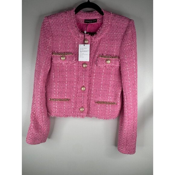 Generation Love Kristen Pink Tweed Blazer Gold AccentsvSize XS NWT - Picture 3 of 7